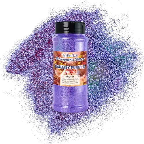 Aslanka 140g polvere glitter olografica, fantastica viola chiaro, arcobaleno colorato, manicure, resina epossidica, ombretto, viso, artigianato, fai da te