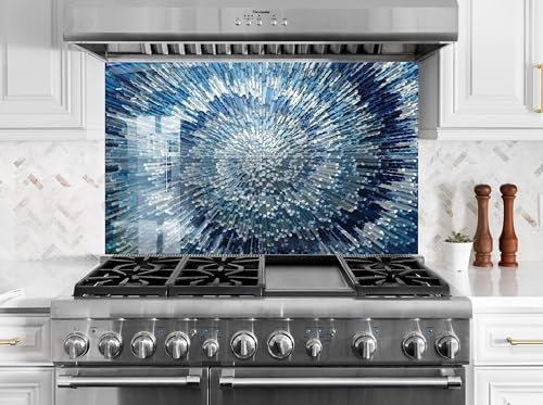 Myphotostation Rückwand aus gehärtetem Glas, Spritzschutz für Küche, Herd, Wandschutz, Schneidebrett, Herd-Wandpaneel, Herd-Wandabdeckung, Herd-Rückwand, 60 x 50 cm, Blau