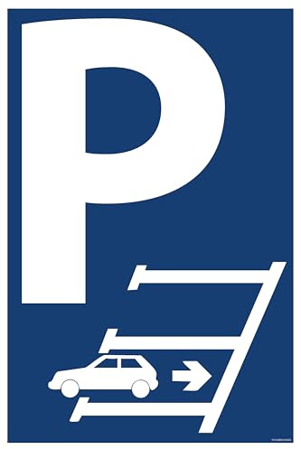 Panneau parking en marche arrière en aluminium/dibond : épaisseur : 3 mm (Bleu, 340x500mm)