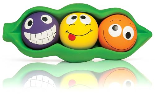 Multipet Three Peas in a Pod | Squeaky Chew Dog Toy | Fetch Interactive Pea Pod Dog Toys | 3 XL Latex Squeaky Balls | 3 (Ball Size)