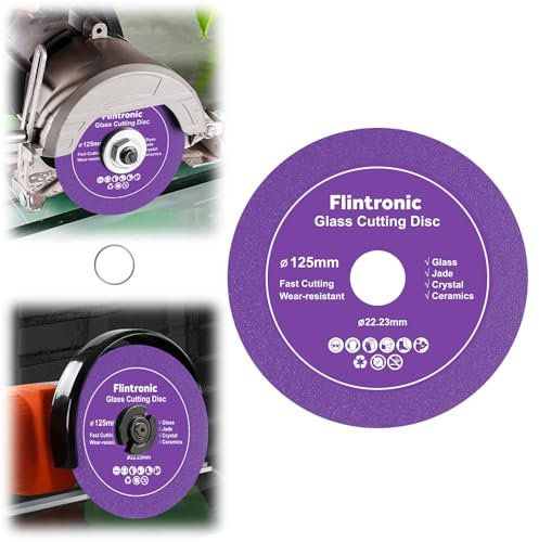 Flintronic 1pc Disque Coupe Verre, Disque Diamant 125 Carrelage, Disque à Tronçonner Diamant, Disque Carrelage pour Bouteille, Porcelaine, Jade, Granit, Verre(125 x 22.23mm)