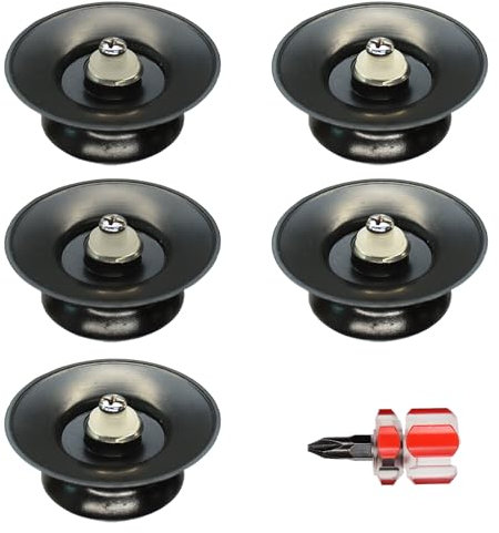 JUHUA 5 Pcs Saucepan Lid Knobs, Replacement Saucepan Lids with Screws and 1 Pcs Screwdriver, Pot Lid Knob, Black Pot Handle for Kitchen Cookware