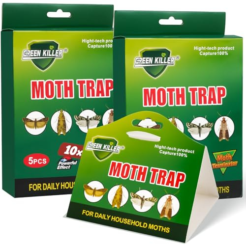 10 Stück Kleidermottenfalle Mottenfalle Kleidermotten, Effektiver Mottenschutz für Kleiderschrank, Kleidermotten Bekämpfen Pheromonfalle Motten, Mottenpapier Lebensmittelmotten Falle für Küche