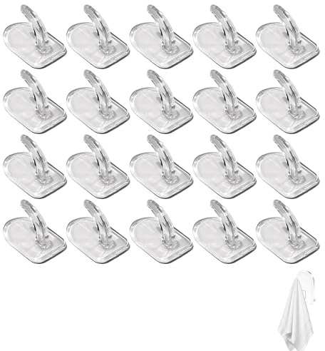 20 Stück haken selbstklebend,klein klebehaken transparent,stark selbstklebende haken zum kleben,Handtuchhalter wandhaken Ohne Bohren,transparente Handtuchhaken Kleiderhaken,für Küche/Badezimmer/Büro