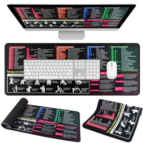 Niuny Excel Schreibtischunterlage Spanisch Exel Mauspad Spanisch 60 * 30cm Tastenmeister Mauspad Spanisch Mousepad Mit Excel Word Kanten Mauspads für Computer Laptop und PC