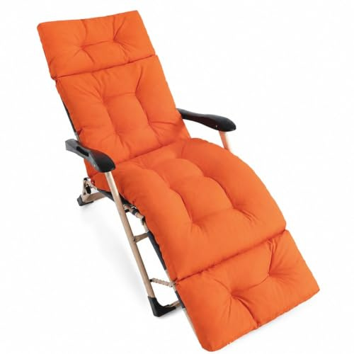BOUFEIDA Sonnenliege Auflage, Liegenauflage 190x55x10cm, Wasserdicht, UV Lichtecht, Gartenstuhlauflagen für Sonnenliege mit Riemen, Deckchair Gartenmöbel Kissen (Orange, 190x55cm)