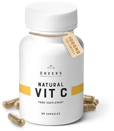 CHEERS - Natural Vitamin C, 90 Vegan Capsules, Immune System Booster Made from Rose Hip, 1000mg Vitamin C Tablets with Grapefruit and Acerola Extracts