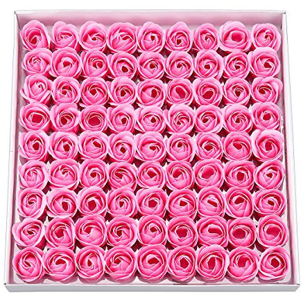 Weiye Sapone a forma di rosa, sapone profumato ai fiori, sapone con olio essenziale della pianta, regalo per anniversario, compleanno, matrimonio, San Valentino, 81 pezzi Pink a
