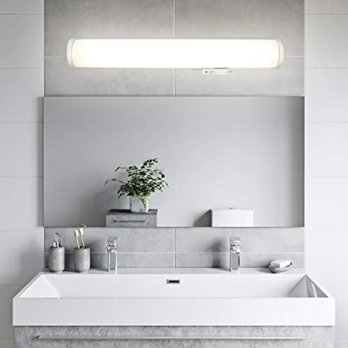 IMVSINCERE Shaver Light LED Wall Mounted Luminaire Wall Makeup for Bathroom Waterproof IP44 41CM 6W 4500K Natural White Mirror Front 600LM Bathroom with Shaver Socket and Switch