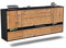 Dekati Sideboard Athens hängend (180x77x35cm) Korpus anthrazit matt - Front Holz-Design Pinie - Push to Open - Leichtlaufschienen