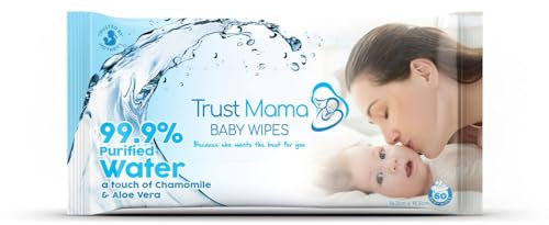 Trust Mama Baby Wipes 99.9% Water Chemical Free (C:) Pack of 6 (360 Wipes)