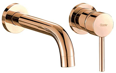 Rea Waschtischarmatur LUNGO ROSE GOLD +BOX Wasserhahn Bad Badarmatur aus Messing Armatur für Waschbecken und Badewannen Badezimmer Mischbatterie Einhebel (Rose Gold)