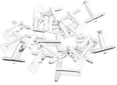 chiwanji 20x Silberweiß Manschettenknopf Rohlinge 8mm Einstellung Basis Pad Manschettenknöpfe DIY Entdeckungen