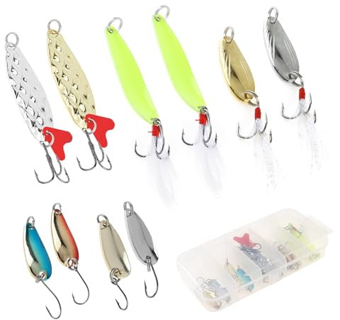 OriGlam 10pcs Fishing Lures Bait Metal Bass Hard Spoon, Fishing Metal Spoons Spinner Lures Hard Baits for Freshwater Saltwater