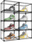 KOKOIN Magnetische Seite offene, transparente Kunststoff-Aufbewahrungsbox für Schuhe, Schuh-Vitrine, Sneaker, Schuh-Aufbewahrungsbox, Schuh-Behälter, durchsichtig, Schuh-Organizer (schwarz, 8 Stück)