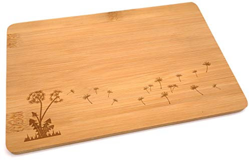 Samunshi® Holzbrett mit Gravur Pusteblume aus Bambus Brett Schneidebrett klein Brotzeitbrett Holz Schneidebretter Holzbrett Küche