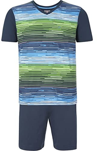 Jan Vanderstorm Herren Kurzer Schlafanzug Audun | Set | Pyjama | Aufdruck | reine Baumwolle | große Größen L-7XL
