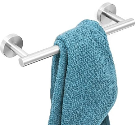 Bowarepro Portasciugamani in acciaio inox spazzolato porta asciugamani da doccia appendiabiti 30 cm di accessori da bagno da parete finitura lucida (argento)