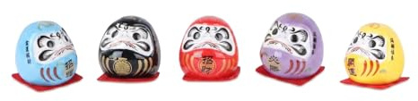 VALICLUD 5 Japanische Glücksbringer Figuren aus Keramik | Mini Dekofiguren für Feng Shui, Zuhause, Schreibtisch und Auto, dekorative Geschenkidee