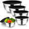 Homikit Stainless Steel Mixing Bowls with Airtight Lids, 5 Piece Nesting Salad Bowls for Space-Saving Storage, Metal Serving Bowl for Kitchen Baking/Cooking/Prepping, Size 14/16/18/22/26cm