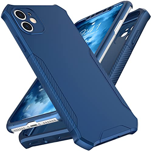 ORETECH for iPhone 11 Case with Screen Protector, Shockproof Hybrid, Blue | 2 x 9H Screen Protectors, 360 Full Body, Each Lens Protected, TPU Non-Slip