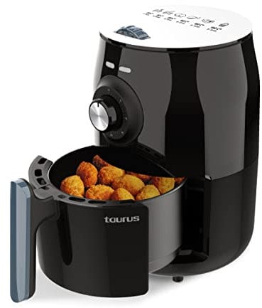 Taurus Respire Analogic - Freidora de aire, fríe sin aceite, temperatura regulable hasta 200ºC, temporizador 30 min, 1.5L, 1000W, negro
