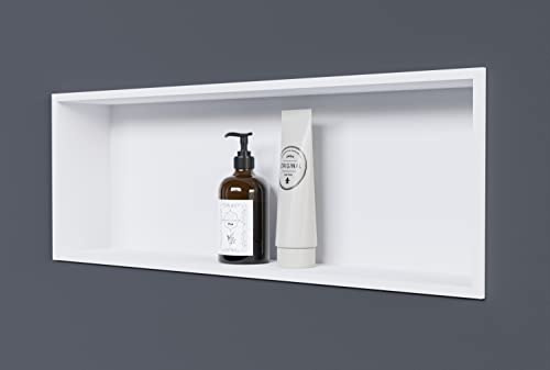 Bernstein Wandnische aus Edelstahl NT206010X - 20 x 60 x 10 cm (B x H x T) Einbauregal, Flexibler Einbau- Ideale Duschablage Farbe:Weiß…
