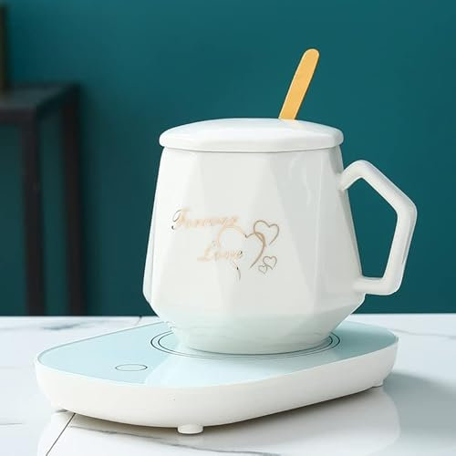 Tazza moderna per scaldabagno elettrico per tè al caffè con cavo USB, temperatura costante 55 gradi, forma scanalata e colore bianco (CONSEGNA GRADOBILE)