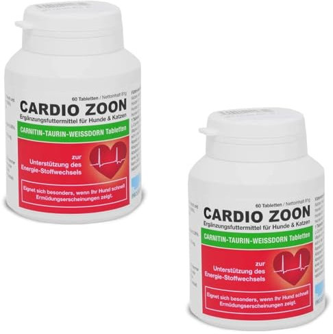 Dr. Peter Conrad e. K CARDIO ZOON | Doppelpack | 2 x 60 Tabletten | Diät-Ergänzungsfuttermittel für Hunde und Katzen | Kann zur Stärkung der Herzmuskelkraft beitragen | Mit Weißdorn-Pulver