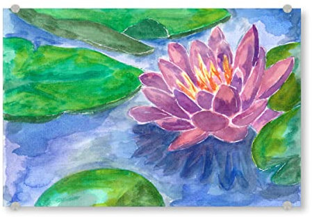 artboxONE Acrylglasbild 45x30 cm Natur Lila Lotus Blüte Bild hinter Acrylglas - Bild Lotus bunt Garten