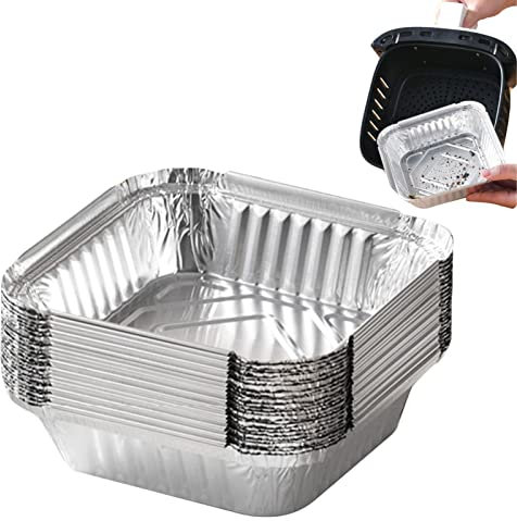 HINAA 20 bandejas desechables aluminio para hornear, asar, congelar, almacenar, cocinar, barbacoas, brownies, suministros catering para llevar, 23 x 23 x 4 cm