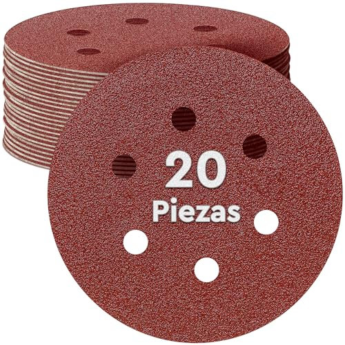 EffektWerk Sanding Discs (20 PK, 6 Holes) - 150mm Sandpaper for Random Orbital Sanders - Self-Adhesive w/Hook & Loop Closure - Fine & Coarse Grinding w/ 40/60/80/120/180/240/320/400/600/800 Grits