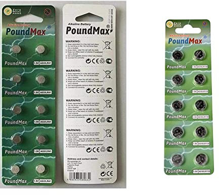 10 x AG3 LR41LR736 LR41 L736 192 1.5 V PoundMax Alkaline Button Cell Battery & 10 x AG10 Poundmax LR54 1.5 V Alkaline Button Cell Battery