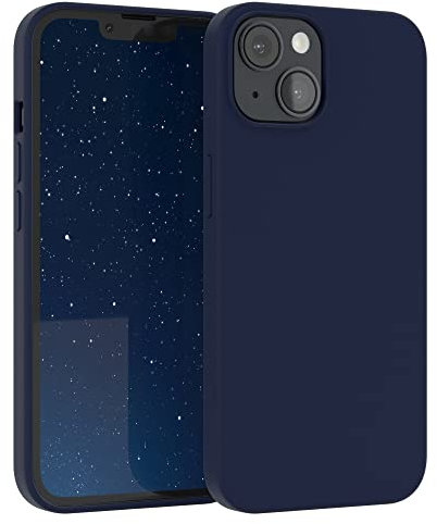 EAZY CASE Premium Silikon Handyhülle kompatibel mit iPhone 14, Slimcover mit Kameraschutz und Innenfutter, Silikonhülle, Schutzhülle, Bumper, Handy Case, Hülle, Softcase, Nachtblau, Blau