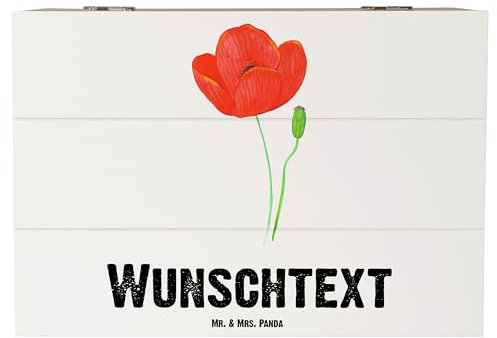 Mr. & Mrs. Panda Personalisierte Holzkiste Blume Mohnblume 22 x 15 cm - Geschenke, Naturliebe, Mohn, Aufbewahrungsbox Personalisiert, Geschenkbox, Kiste mit Namen, Motivation, Erinnerungskiste, Garten