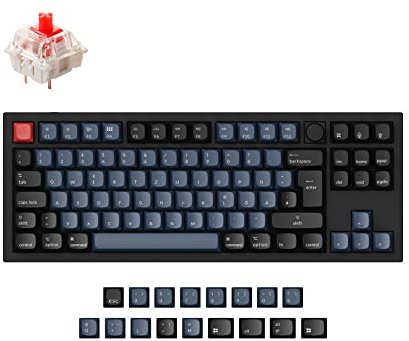 Keychron Q3 Knob QMK/VIA Kabelgebundene benutzerdefinierte mechanische Tastatur, German DE-ISO-Layout aus Vollaluminium, programmierbares Makro mit Hot-Swap-fähigem Gateron G Pro Red-Schalter