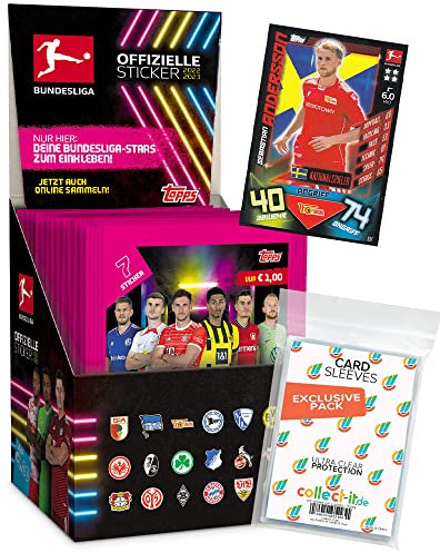 Collect-it.de My Home of Cards + Toys Exklusive Aufbewahrungshüllen im Bundle mit Bundesliga Sammelsticker 2022/23-1 Display (50 Tüten) + 1 seltene Nationalspieler Karte