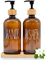 Kitchen Hand and Dish Soap Dispenser Set, 16 oz Glass Liquid Soap Dispenser with Wooden Tray for Kitchen Sink Decor, Bathroom Hand Wash, Refillable Glass Soap Dispenser Bottle with Pump. (Brown)