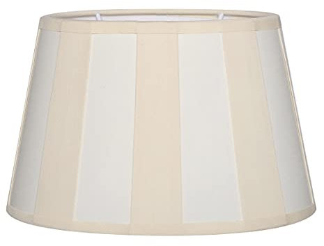 B-Ware Lampenschirm gestreift Tischlampenschirm E27 Lampenschirm oval mit Streifen gestreifter Schirm rund (oval 26 cm breit, beige-creme)