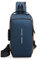 FANDARE Antirrobo Bolsos Cruzados Bolsa de Pecho Bandoleras Cruzada con USB Negocio Sling Bag Impermeable PU para Hombre Colegio Viaje Ciclismo Hiking Camping Multibolsillos Pequeña Mochila Azul