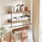 unho Kleiderstange zur Wandmontage, Wandgarderobe mit 2 Ablage im Industrierohrstil, Wandgarderoben für Schlafzimmer Wohnzimmer, schwarz