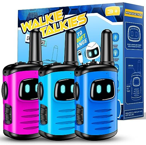 EUCOCO Walkie Talkie Kinder 3er Set, Spielzeug ab 3 4 5 6 7 8 Jahre Junge Mädchen Geschenk 3-10 Jahre Walky Talky Outdoor Spiele - Geschenkideen Kinderspielzeug