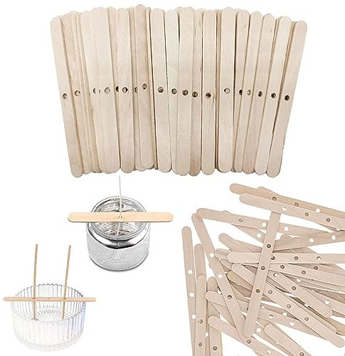 ALLAVA 120 Stück Dochthalter Holz, Enthalten 20 Stück 3 Löcher Kerzendocht Halter, Docht Zentriervorrichtung für Kerzen zum Selbermachen, Kerzenkernhalter
