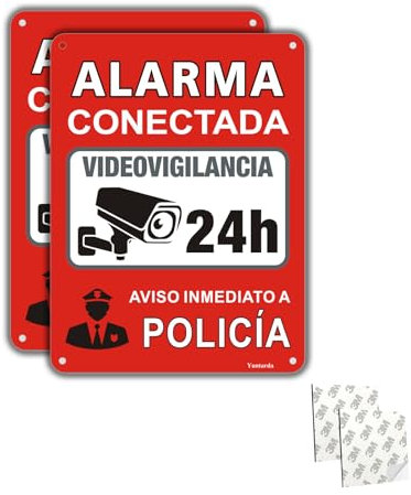 Cartel zona videovigilada adhesivo Aluminio Reflectante 15x20 cm, Placa Videovigilancia Metal Cartel Videovigilancia Metalico Duradero, Impermeable y Resistente UV 2 Piezas