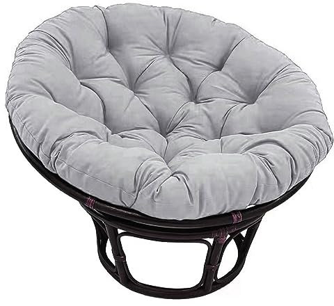 Yahbrra Papasansessel Kissen, Polster Bodenkissen für Schwenksessel, Rund Papasan Sessel, Polyrattan Sessel Durchmesser 100 cm und Kissenstärke 10 cm Rattanmöbel Gartenstühle Rund Blumen (Color : Gra