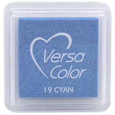 Artoz Ministempelkissen VersaColor in Cyan (Blau) – 34 x 34 mm – Stempelfarben auf Wasserbasis – Stempelkissen-Farbe zum Stempeln auf Papier, Karten für Einladungen, Grüße oder zur Hochzeit