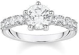 THOMAS SABO Solitärring mit weißen Steinen Silber 925 Sterlingsilber TR2440-051-14