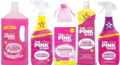 Household Cleaning Bundle: Floor Cleaner, Multipurpose Sprays, Toilet Foaming,Cream Cleaner,Disinfectant Cleaner, and 5 Essential Cleaning Tools for a Thorough and Efficient Clean