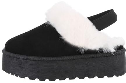 Ital Design Damenschuhe Freizeitschuhe Hausschuhe, WL-009-, Textil, Schwarz, Gr. 38