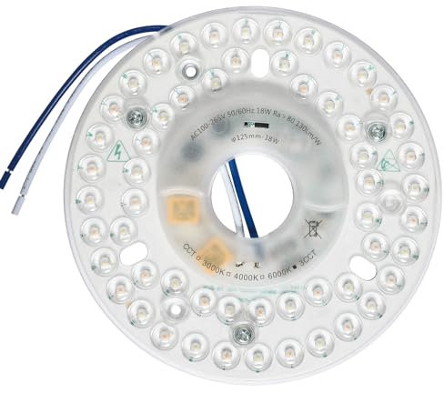 HAOLEDI Kit de reequipamiento de luz LED para ventilador de techo de 4.92 pulgadas, 18 W, panel de repuesto de luz de techo PCB 3000 K, 2340 lm, 100-265 V, ETL (blanco cálido 3000 K)